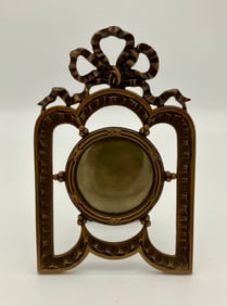 Antique French Round Bronze Picture Frame