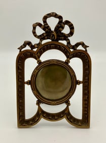Antique 19th C French Gilt Bronze Brevete Round Picture Frame