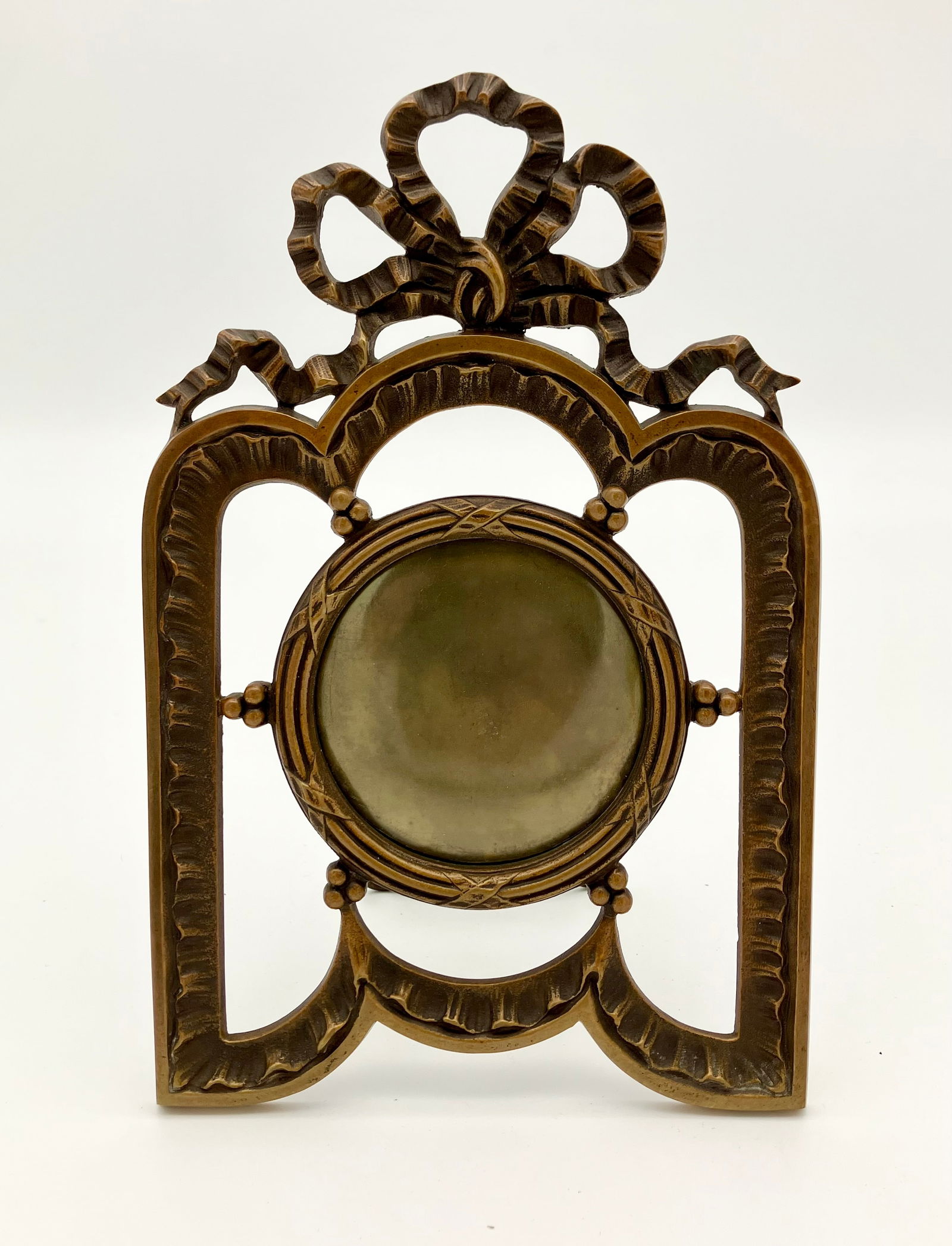 Antique 19th C French Gilt Bronze Brevete Round Picture Frame (1 of 4)