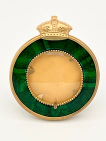 Round Malachite Green Picture Frame with Gilt Crown