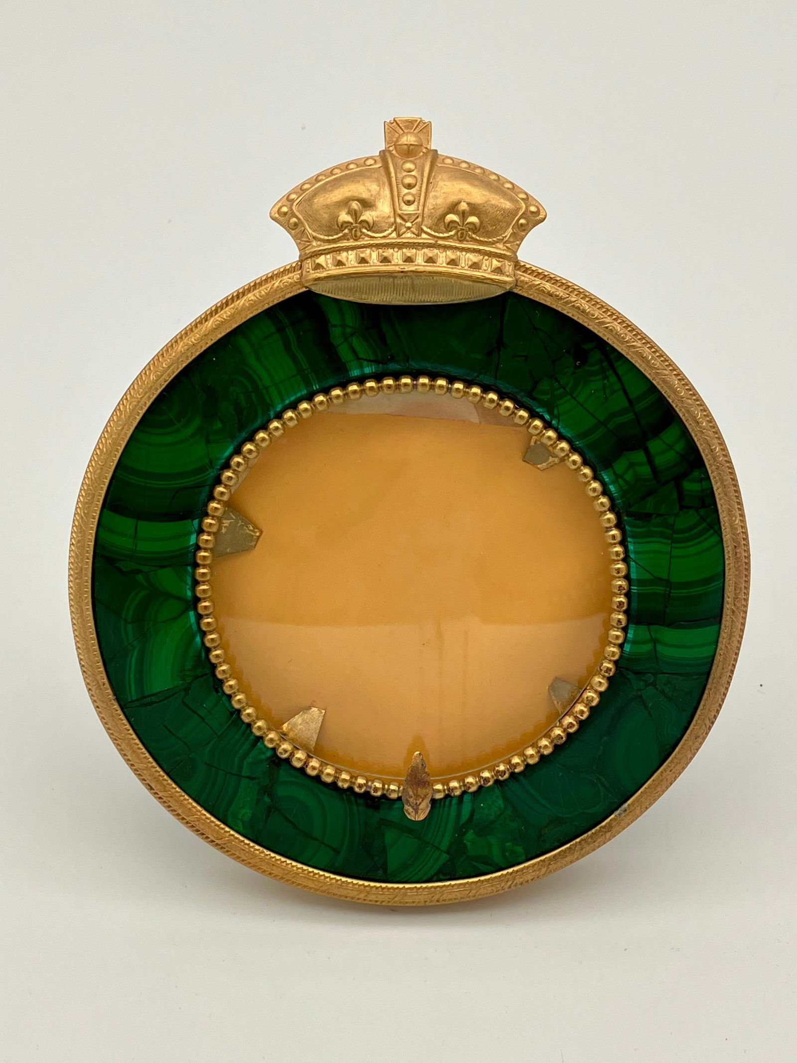 Round Malachite Green Picture Frame with Gilt Crown (1 of 4)