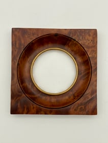 Antique Square Convex Burl Wood Picture Frame