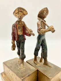 Bronze Huckleberry Finn andn Tom Armor Bookends