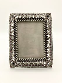 Jay Stongwater Signed Retired 2001 Red and Silver Crystals Picture Frame