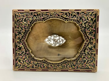 Jay Strongwater 5x7" Trailing Vines Black and Purple Enamel Picture Frame with Bronze