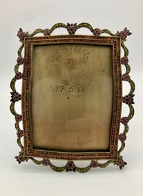 Jay Strongwater Swarovski Picture Frame in Amber, Green, Pink and Red Floral