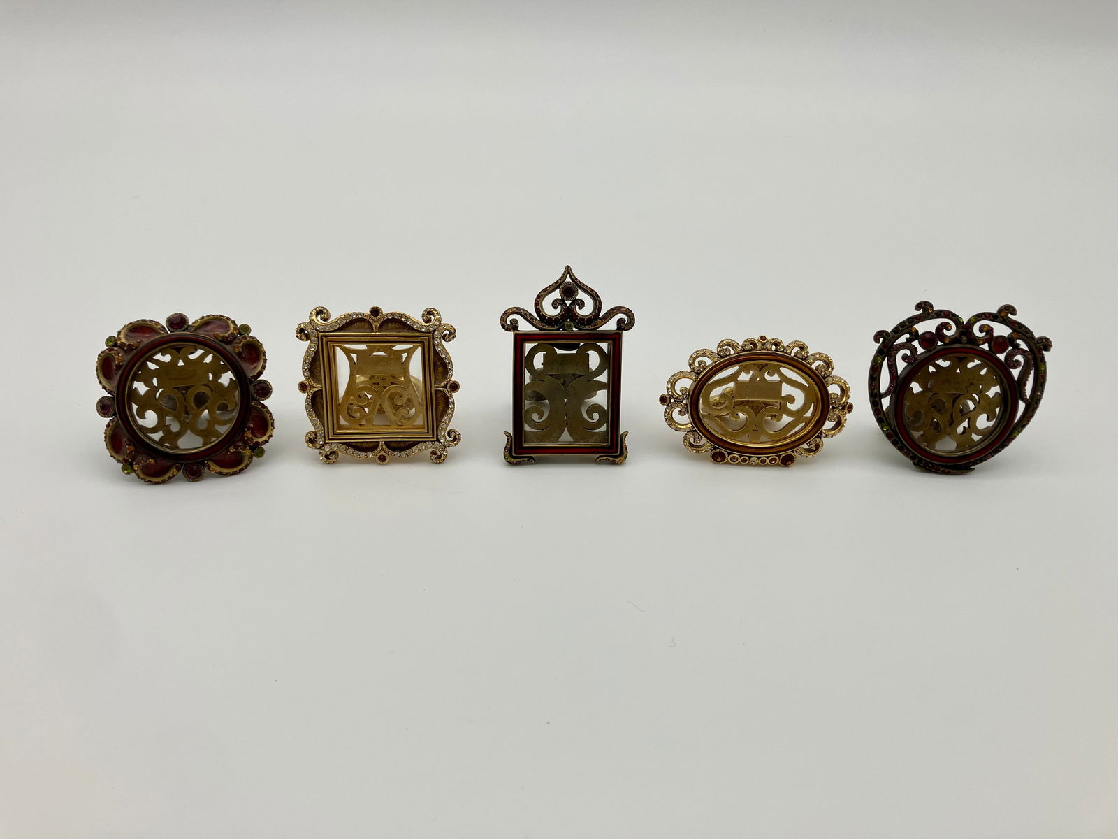 Lot of 5 Jay Strongwater Miniature 1x2" Picture Frames (1 of 5)