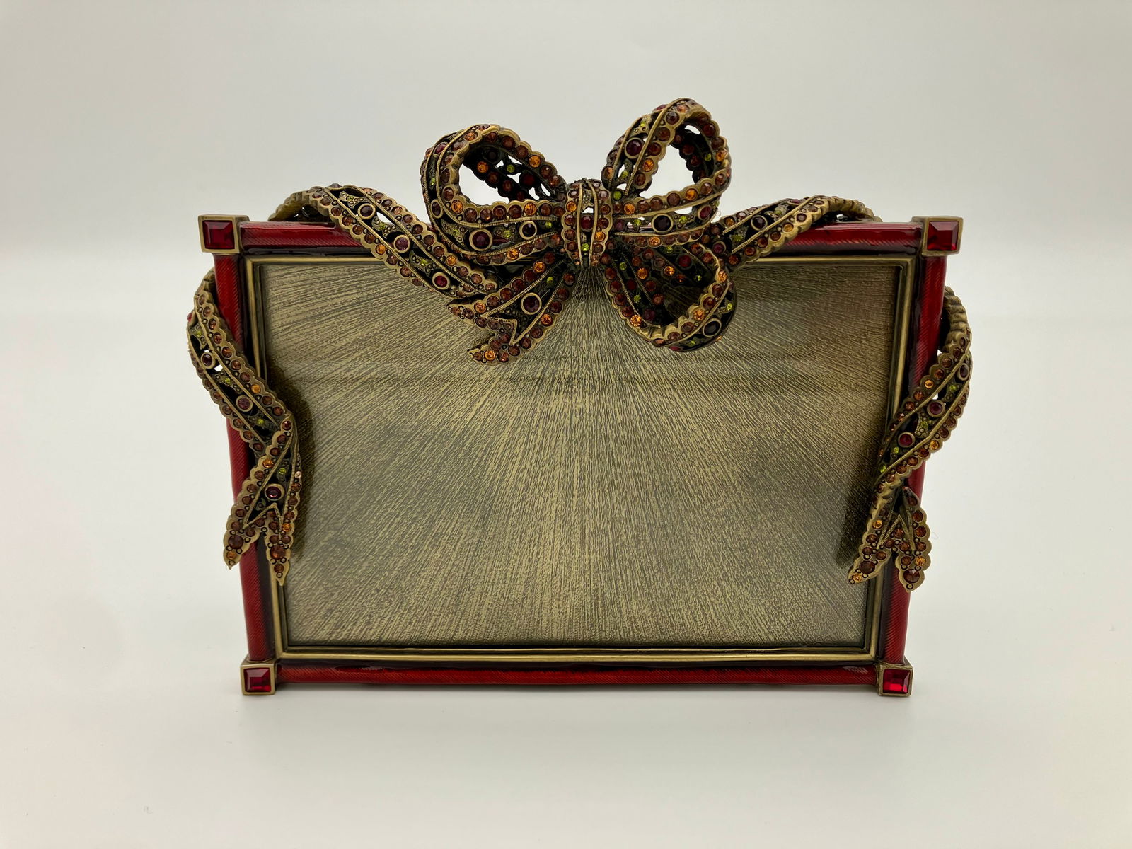 Jay Strongwater Red Enamel Crystals Bow Picture Frame (1 of 4)
