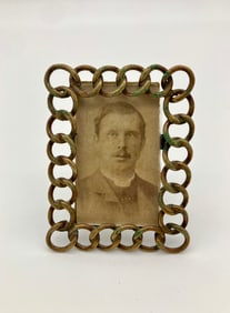 Vintage 1940's Modernist Gold Chain Link Picture Frame 2x3"