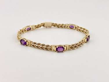 14K Gold Amethyst Bracelet