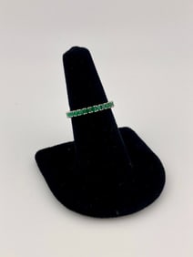 14K White Gold Emerald Band Stacking Ring