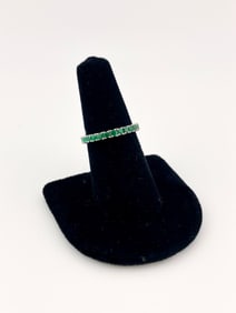 14K White Gold Emerald Band Stacking Ring