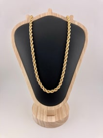14K Gold Wide Rope Chain Necklace 24"