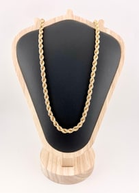 14K Gold Wide Rope Chain Necklace 24"