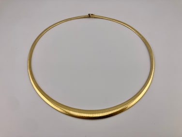 14K Gold Omega Chain Choker Necklace