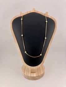 14K Gold Chain Necklace with Gold Beads