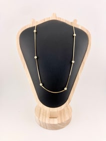 14K Gold Chain Necklace with Gold Beads