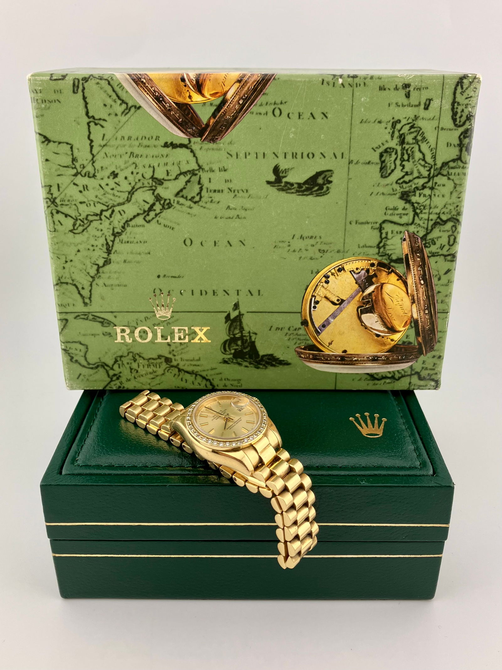 18K Gold Rolex Oyster Perpetual Datejust Diamond Bezel Ladie's Watch (1 of 7)