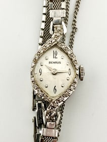 14K White Gold and Diamond Benrus Womens Watch
