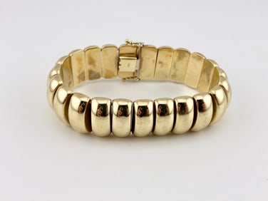 14K Gold Wide Link Bracelet