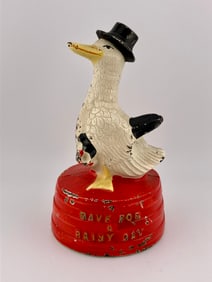 Antique "Save for a Rainy Day" Goose Cast Iron Bank