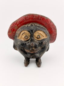 Antique Save and Smile Money Box Cast Iron Bank