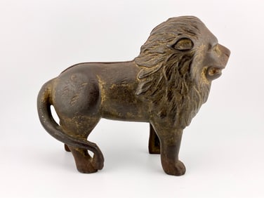 Antique Cast Iron Lion Still Bank