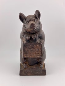 Antique Cast Iron Wise Thrifty Pig Bank