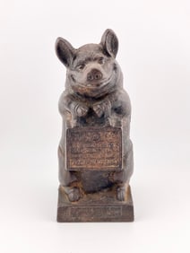 Antique Cast Iron Wise Thrifty Pig Bank