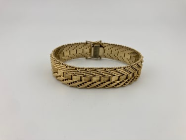 18k Gold Art Deco HEAVY Herringbone Bracelet