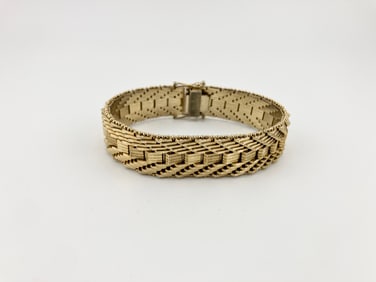 18k Gold Art Deco Herringbone Bracelet
