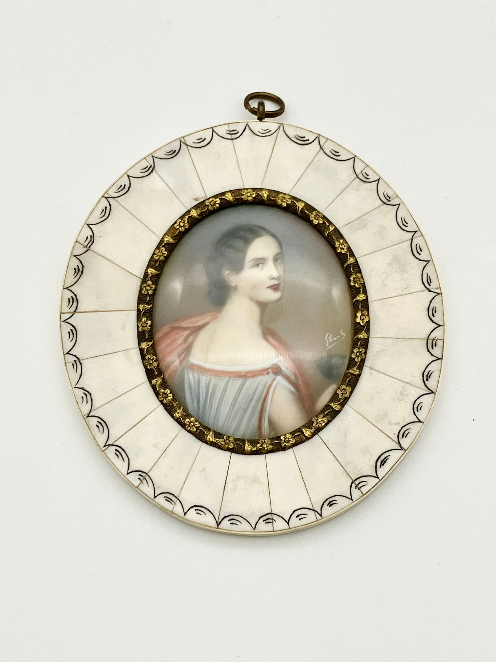 19th C Signed Miniature Portrait Painting (1 of 4)