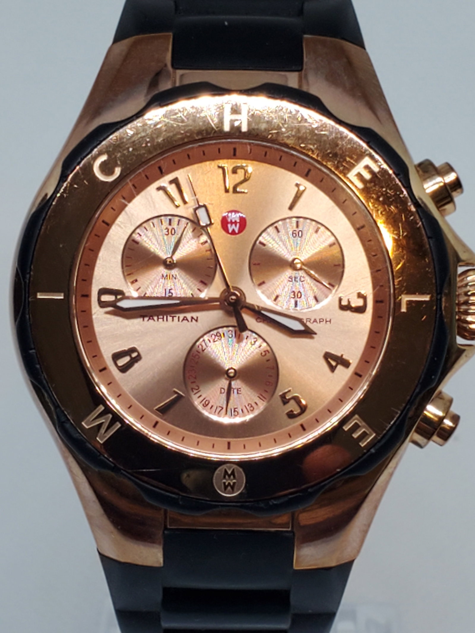 Michelle Tahitian Jelly Bean Rose Gold Tone Chronograph Watch           - vintage collection - (1 of 12)