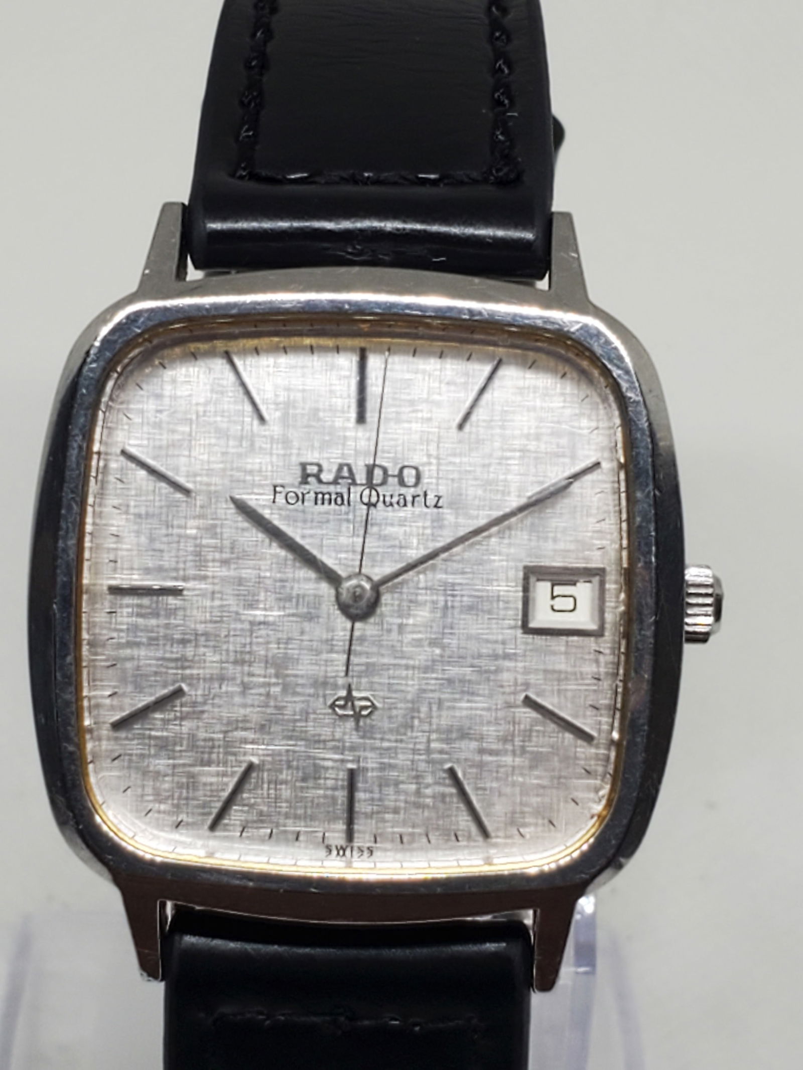 Vintage Rado Formal Quartz 738.9000.4 ? Linen Pattern Silver Dial Swiss Dress Watch, early 1980s (1 of 12)