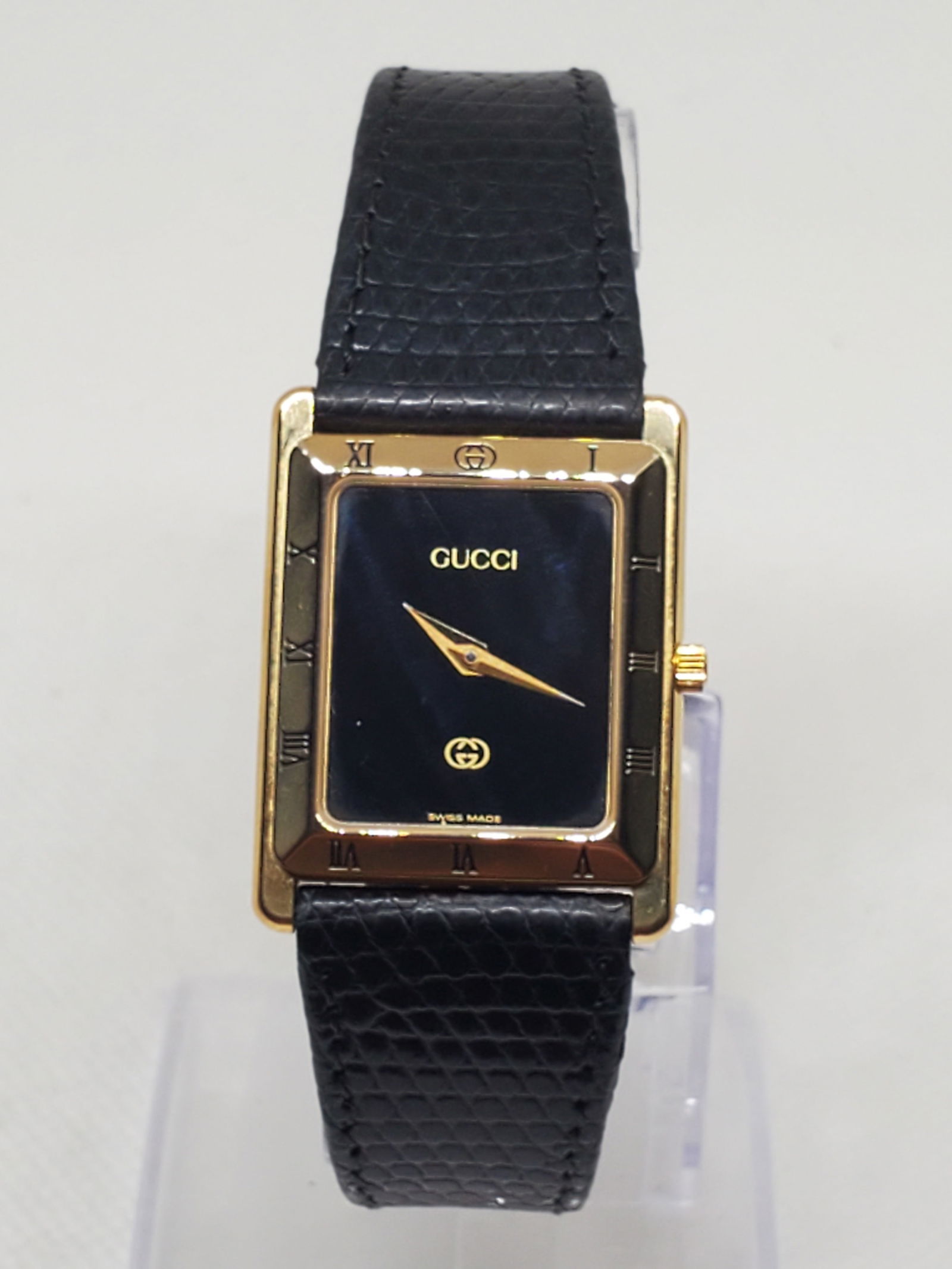 Gucci 4200M Gold Plated Tank Watch ? Swiss Luxury, Black Dial, 1980s Classic (1 of 11)