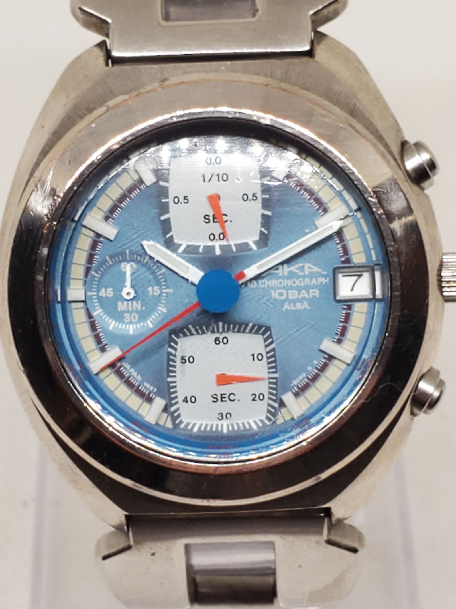 Seiko Alba AKA Chronograph V657-6080 Blue Dial 10BAR Sport Watch Japan, 1996 to1997 (1 of 14)