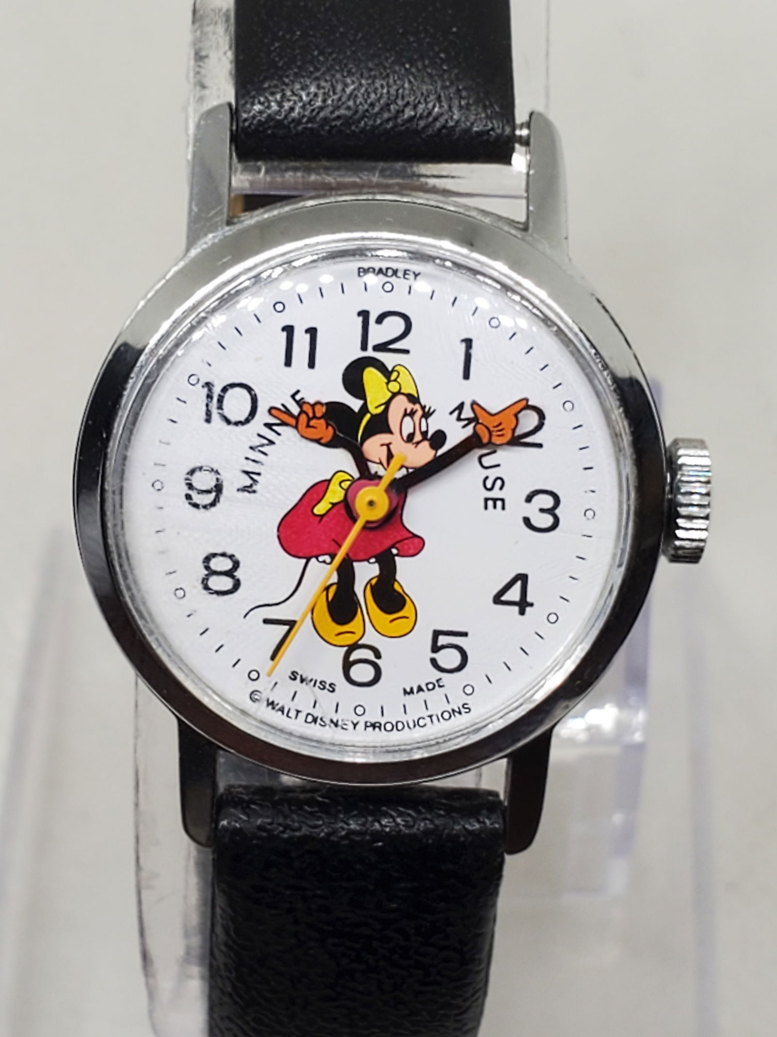 Vintage Bradley Minnie Mouse Watch Swiss Made Walt Disney 015S Manual Wind, 1970s (1 of 12)
