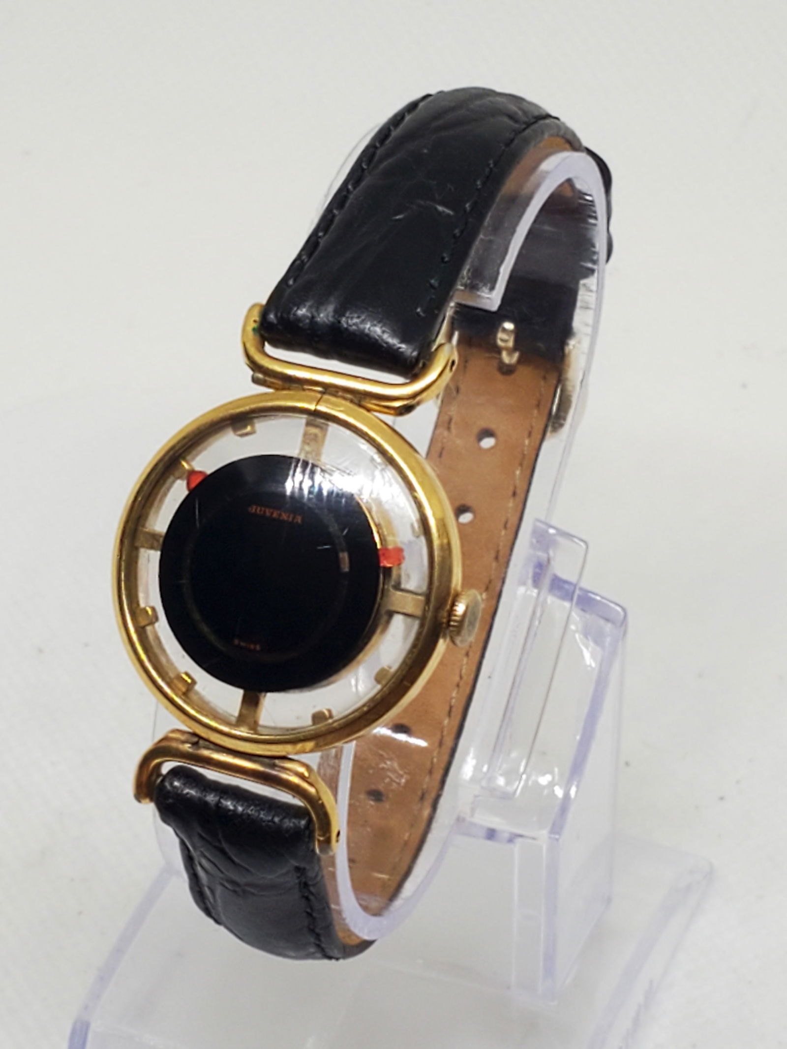 Vintage Juvenia Mystere Gold Plated, Mystery Dial, skeleton back Watch, Swiss 17 Jewels, circa 1958 (1 of 13)