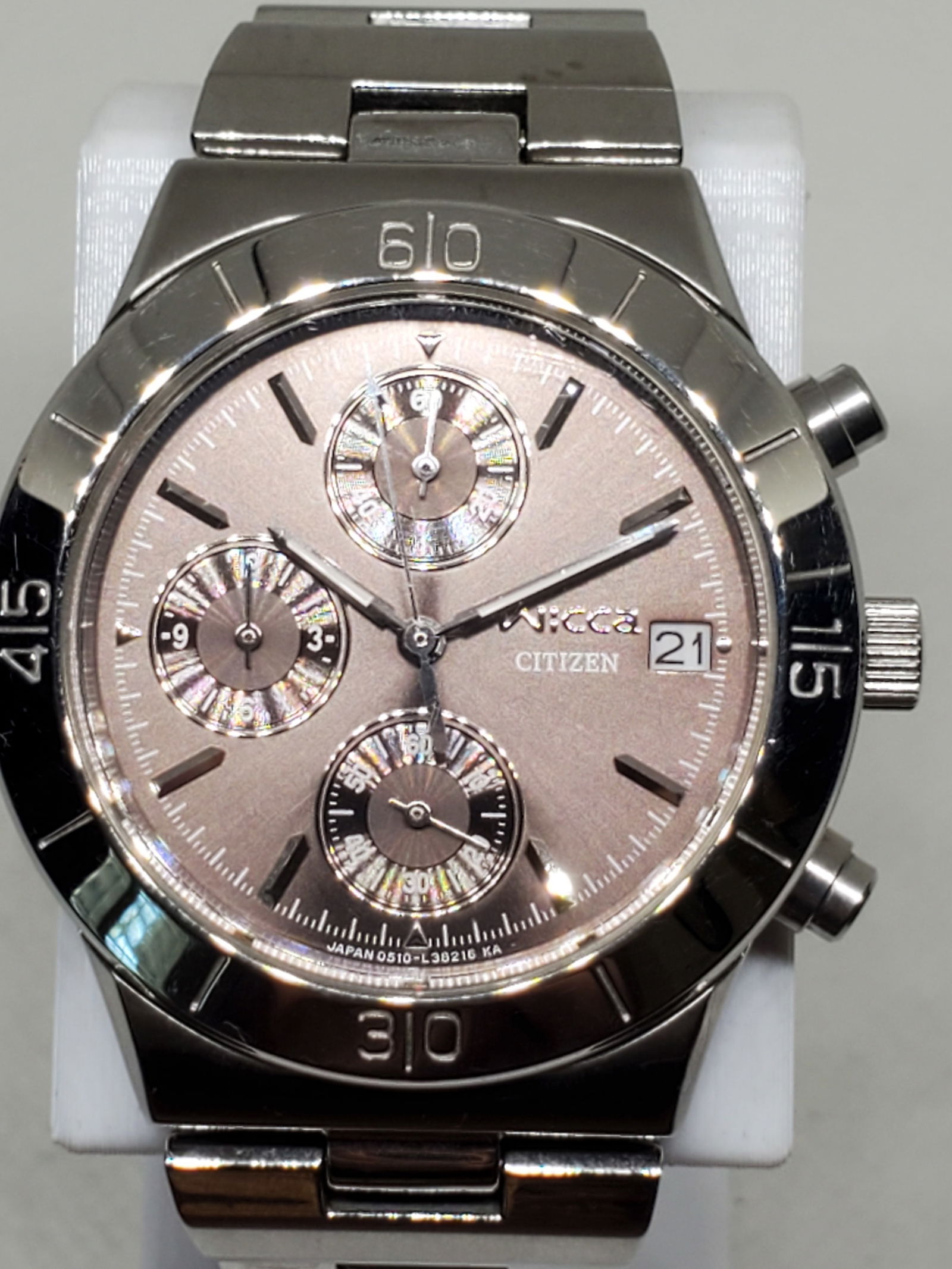 Citizen Wicca Chronograph Quartz Watch 35mm Bronze Dial Dress Model 0510, 2000s (1 of 13)