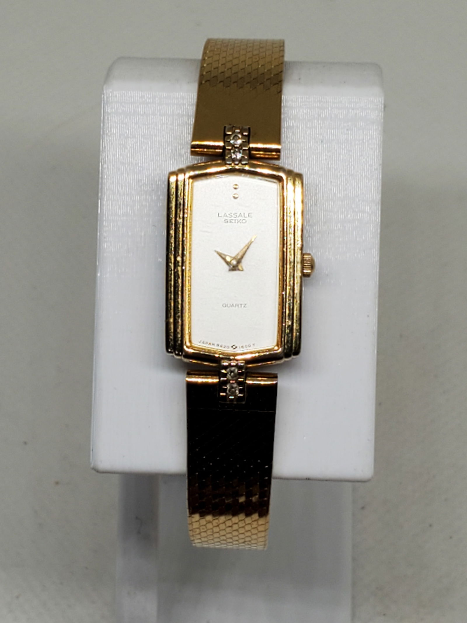 Seiko Lassale Gold Plated 18K with diamonds Watch, 1980s (1 of 10)