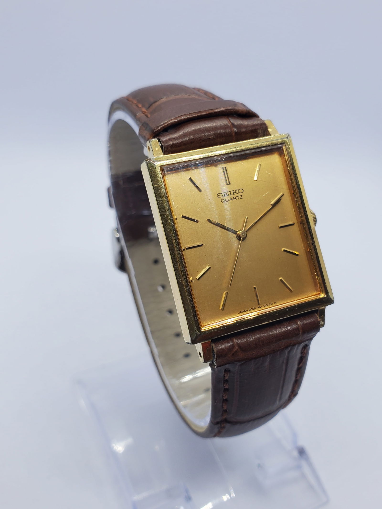 Vintage Seiko Gold Plated Tank Quartz Dress Watch, 25x28mm, 1984 (1 of 10)