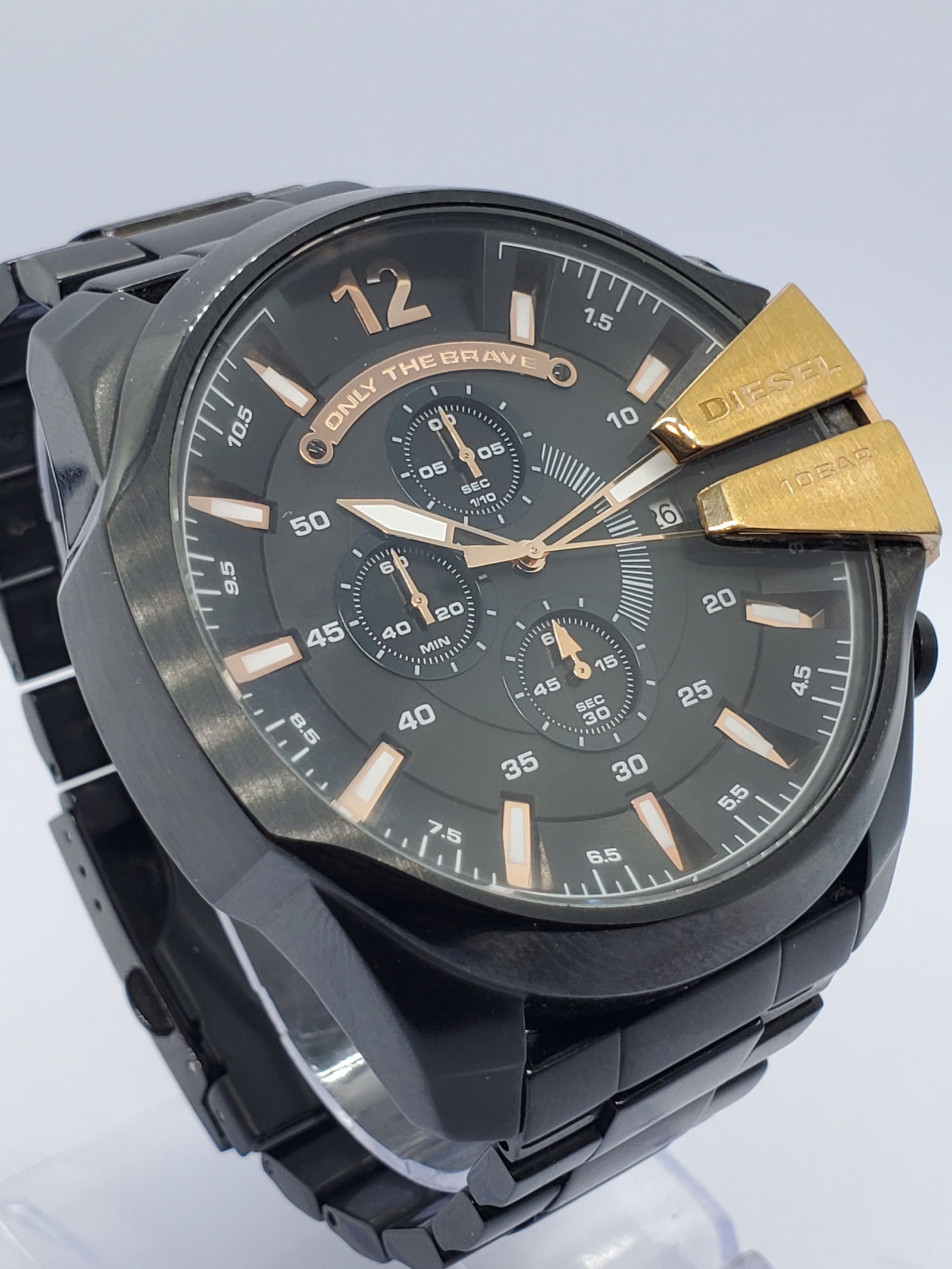 Diesel DZ4309 Oversized Chronograph Black Rose Gold 53mm Men Watch, 2014 to 2017, Working (1 of 15)