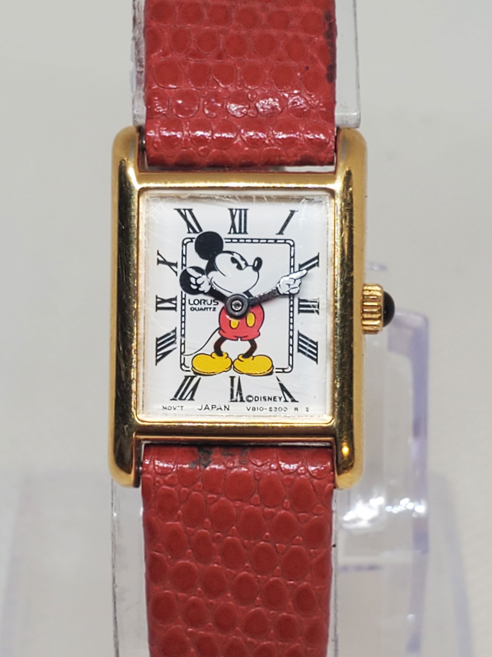 Vintage Seiko Lorus Disney Mickey Mouse Gold Tone Tank Watch Quart, 1980s, Working (1 of 10)