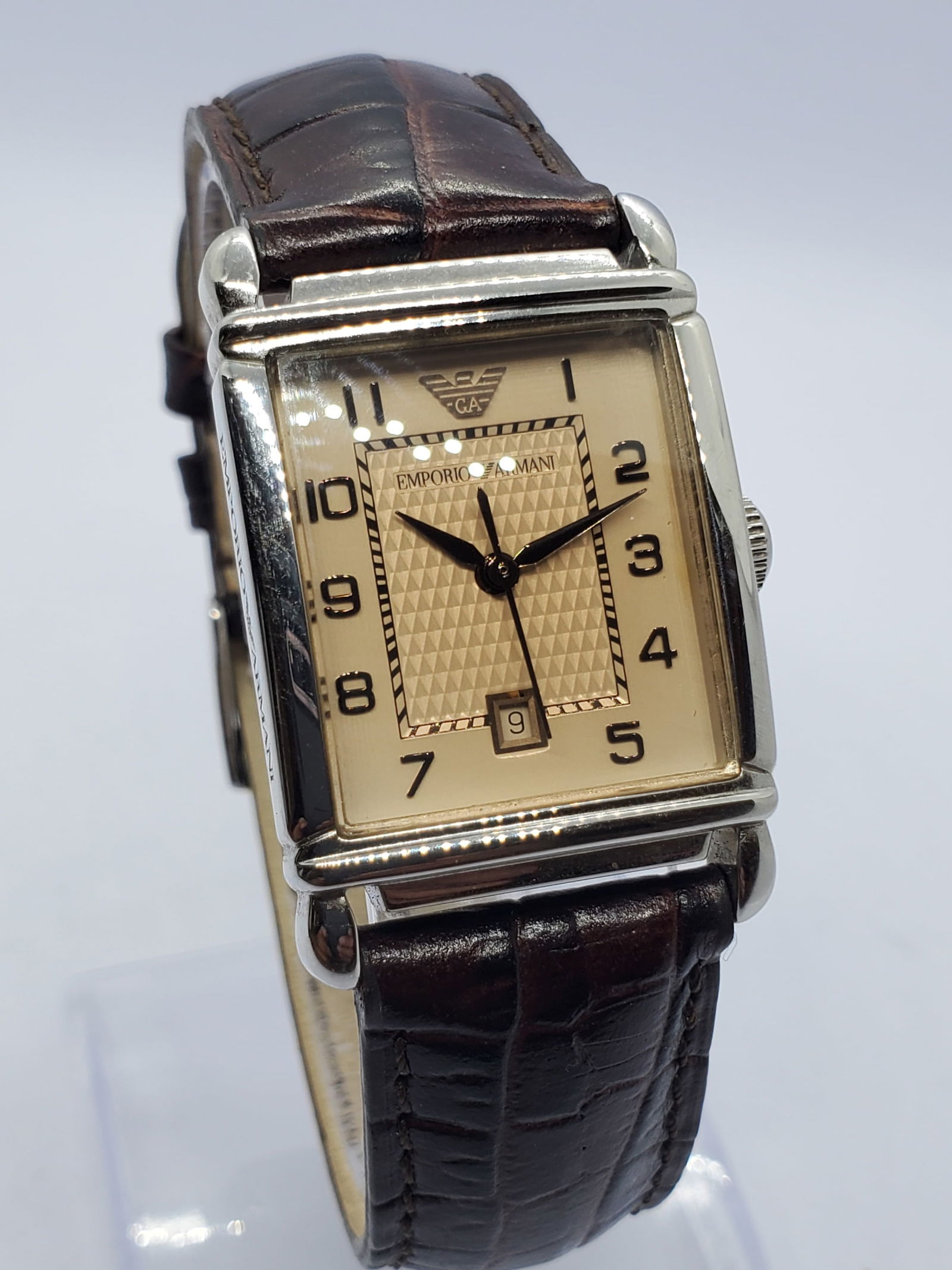 Emporio Armani Tank Champagne Dial Quartz Dress Watch Classic, 2000s, Working (1 of 13)