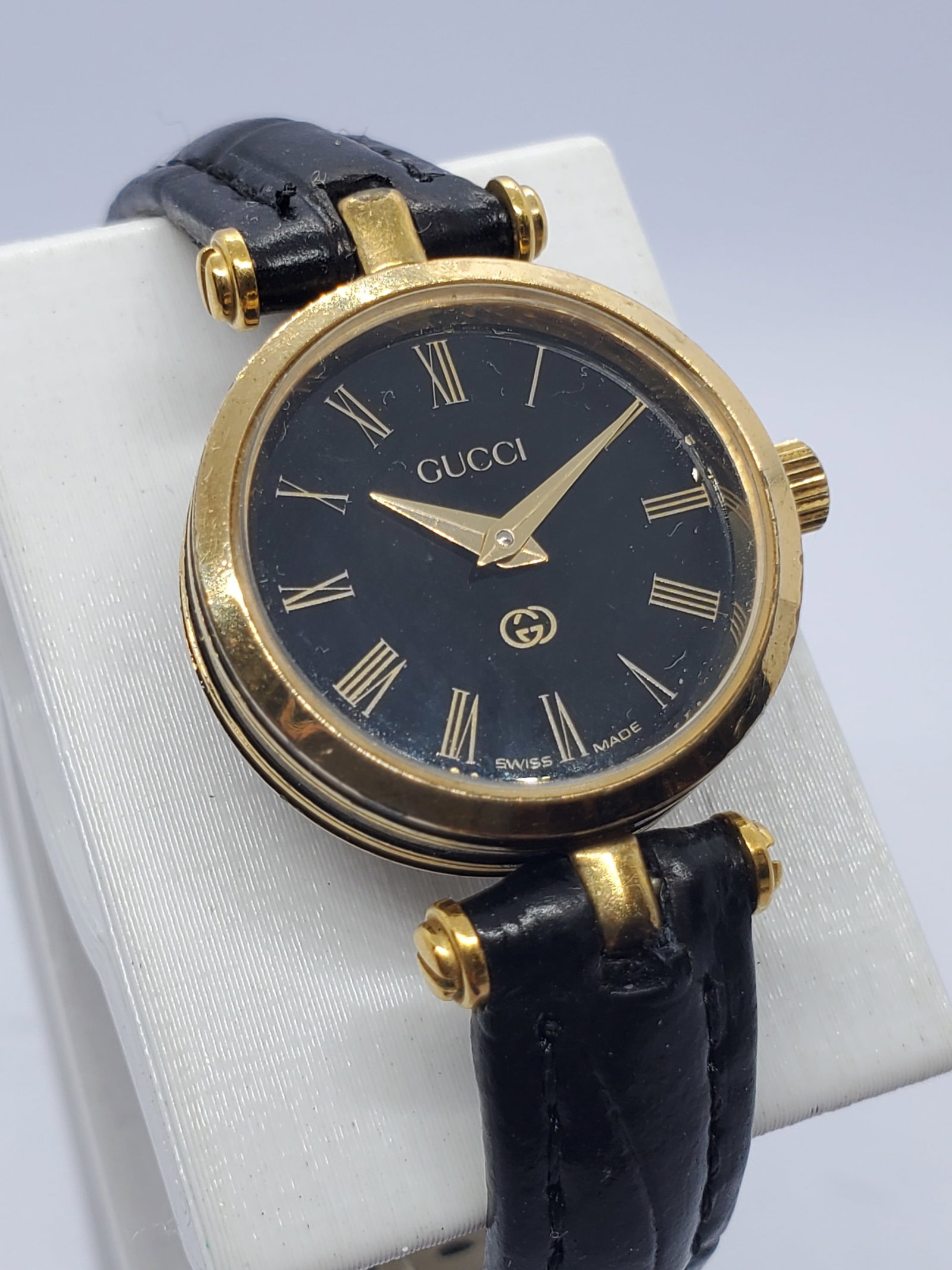 Gucci Sherry Line 2000L Gold Plated Black Dial Swiss Quartz Dress Watch, 1990s, Working (1 of 12)