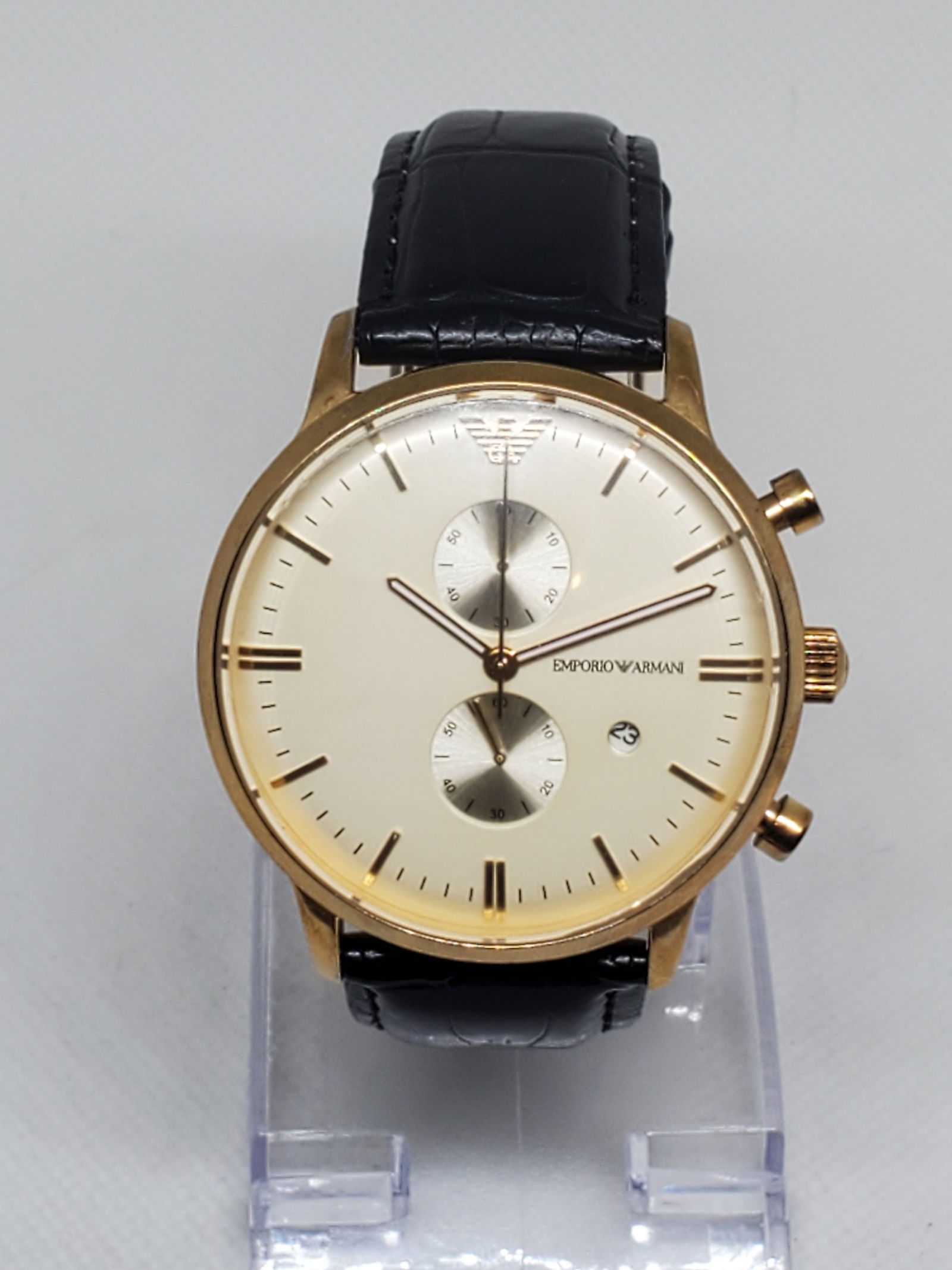 Emporio Armani AR1722 Gold Plated Chronograph Watch 43mm, 2010s, Working (1 of 11)