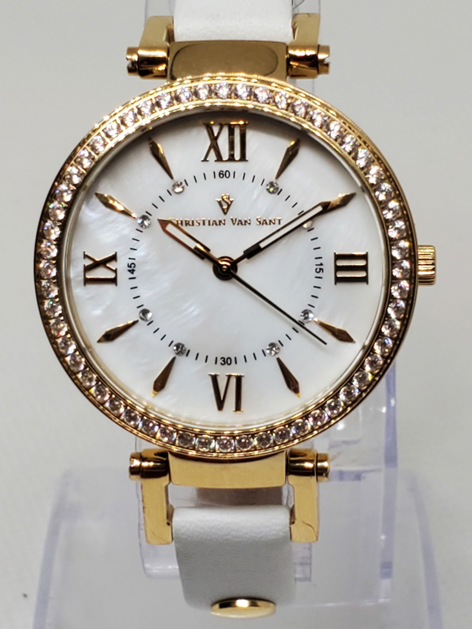 Christian Van Sant Mother of Pearl with Crystals Women's Watch, Working (1 of 13)