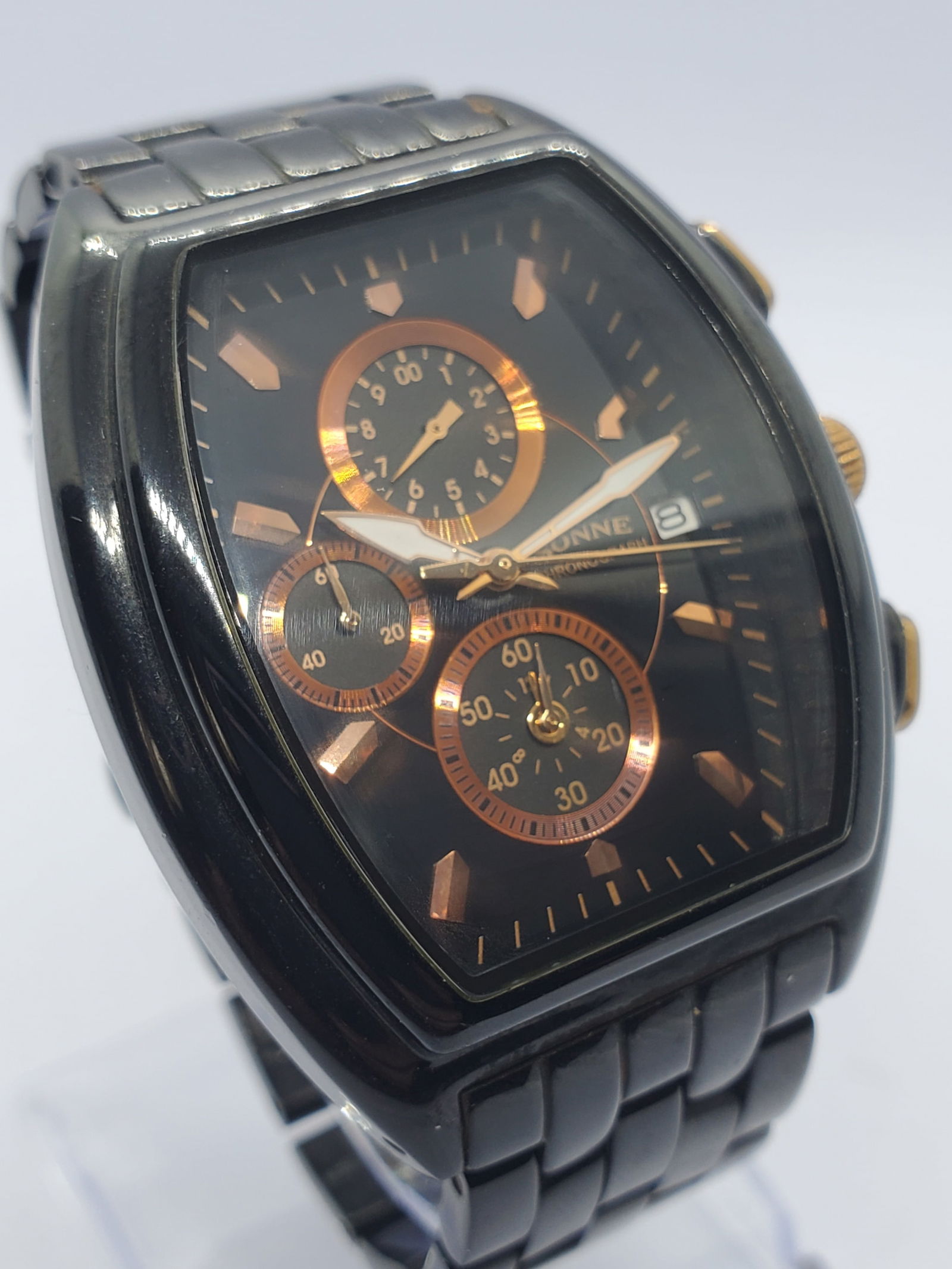 Sonne Chronograph Black and Rose Gold Sports Watch 38x41mm, 2010s, Working (1 of 16)