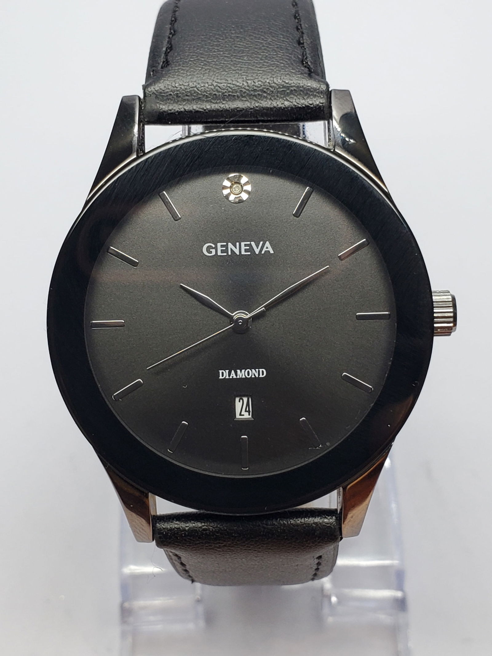 Geneva Diamond Black Dial Watch, 40mm, New in Box, Working (1 of 12)