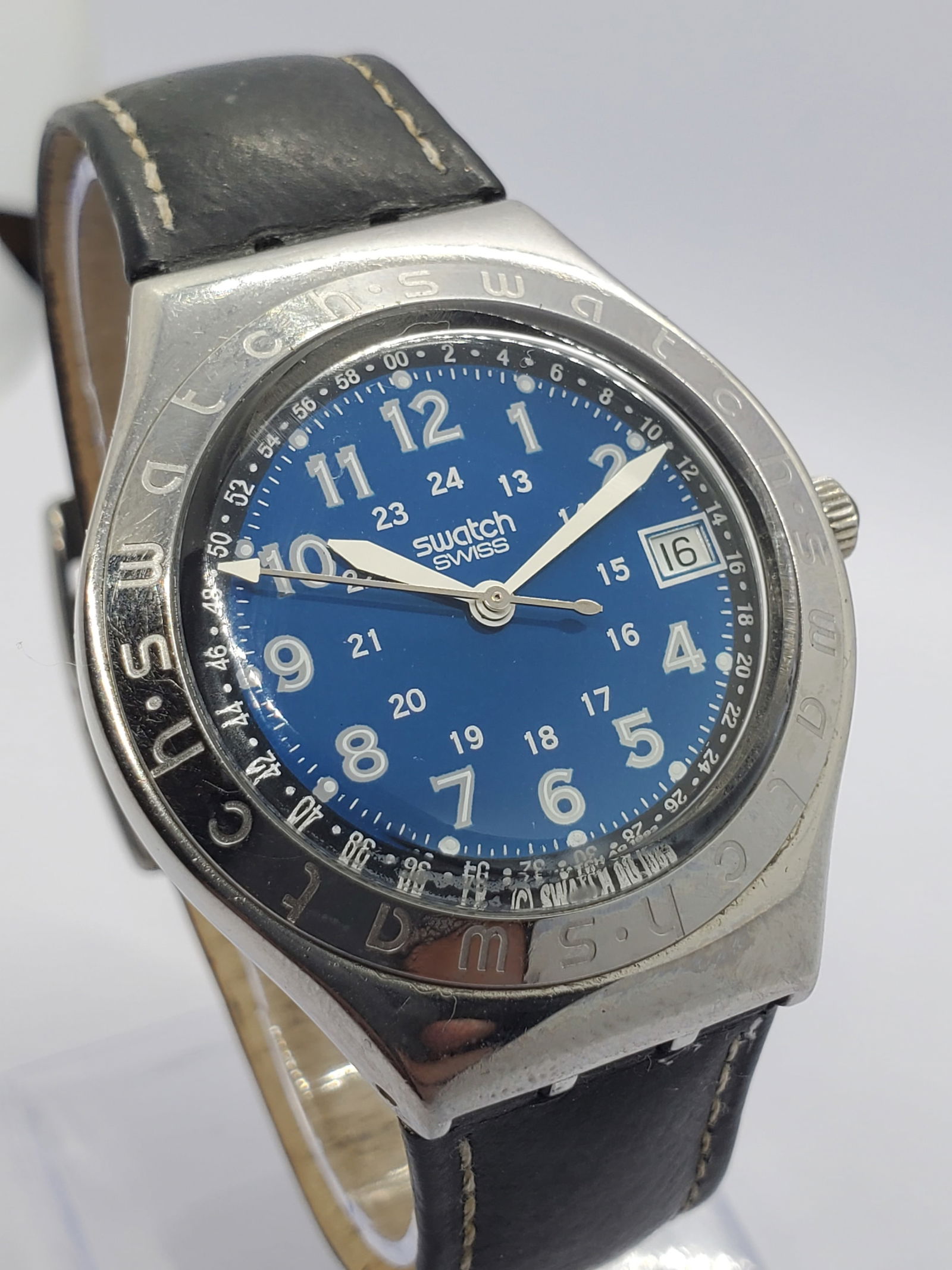Swatch Irony Blue Dial Swiss Quartz Mens Military Field Style Watch, 1990s, Working (1 of 12)